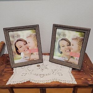 Pair 2 pcs Green Tree Gallery Brown Gold Faux Wood Photo Picture Frame 8x10